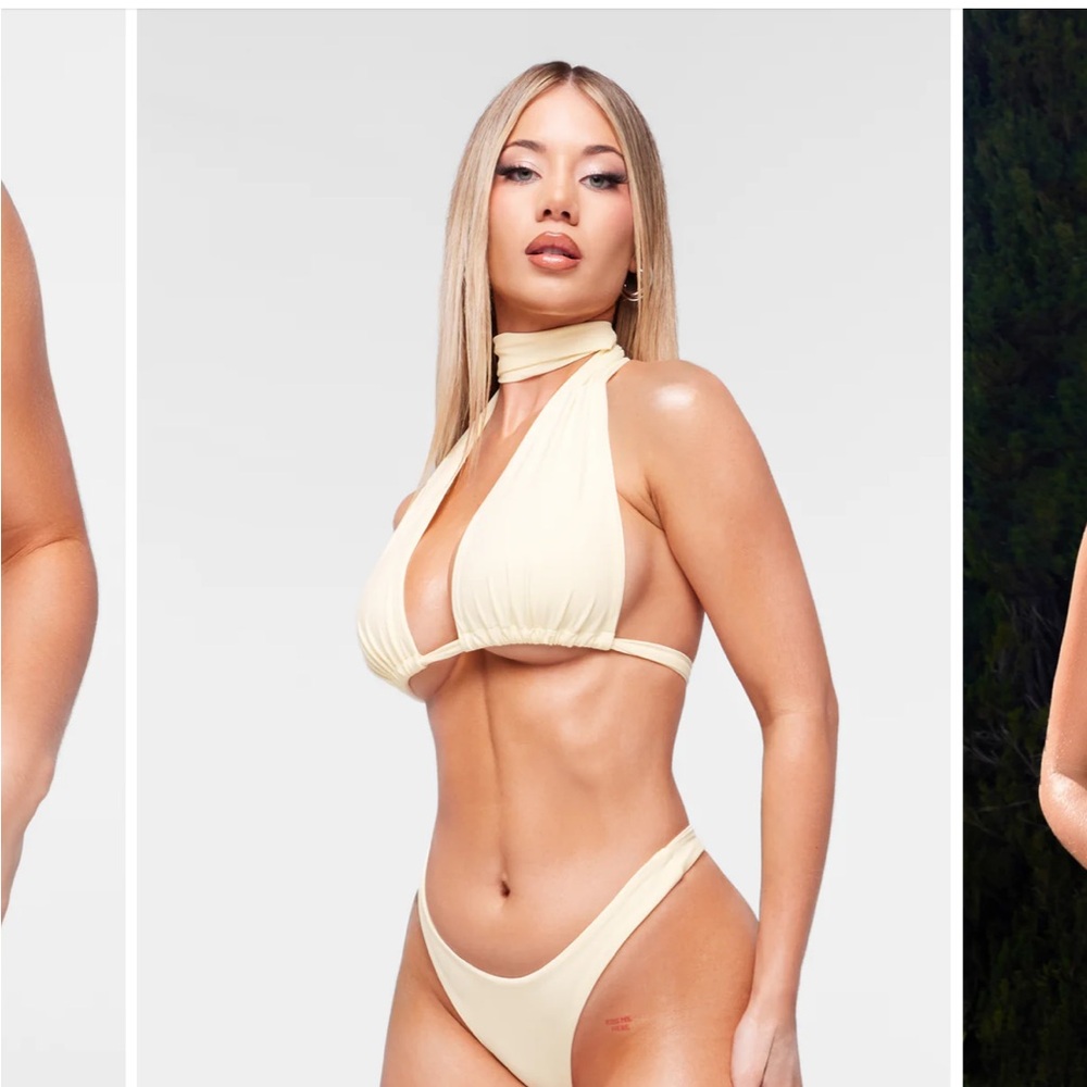 Elegant Cream Halter Bikini top